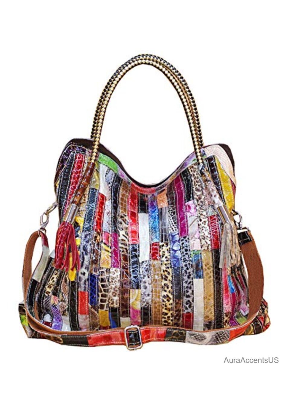 Large Leather Satchel Tote Top Handle Shoulder Bag Multi Pocket